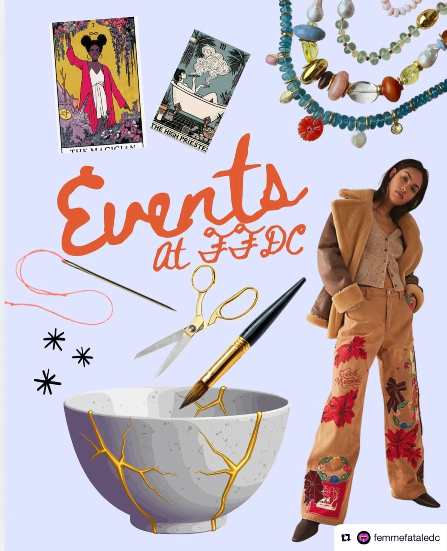 Repost from @femmefataledc
&bull;
✨New week, new experiences 

📆Grief In Process: A Tarot + Creativity Workshop
1/27 6:30-8:30pm

Grief In Process&nbsp;is a workshop and gentle, intentional container where we shall explore grief through tarot and cr