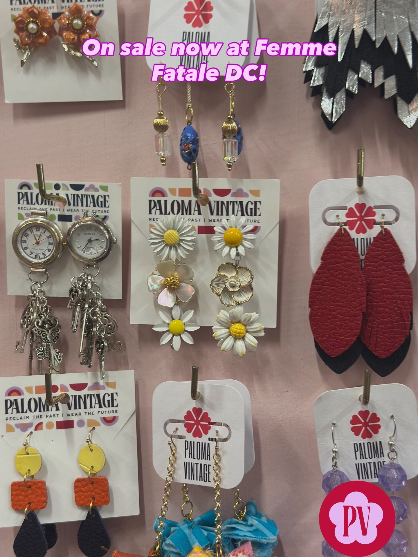 On sale now at @femmefataledc: new earrings, statement necklaces, and some mini flower pots! 🌸

♻️🙌

#shopsustainable #shopsmall #shophandmade #clevelandpark #washingtondc