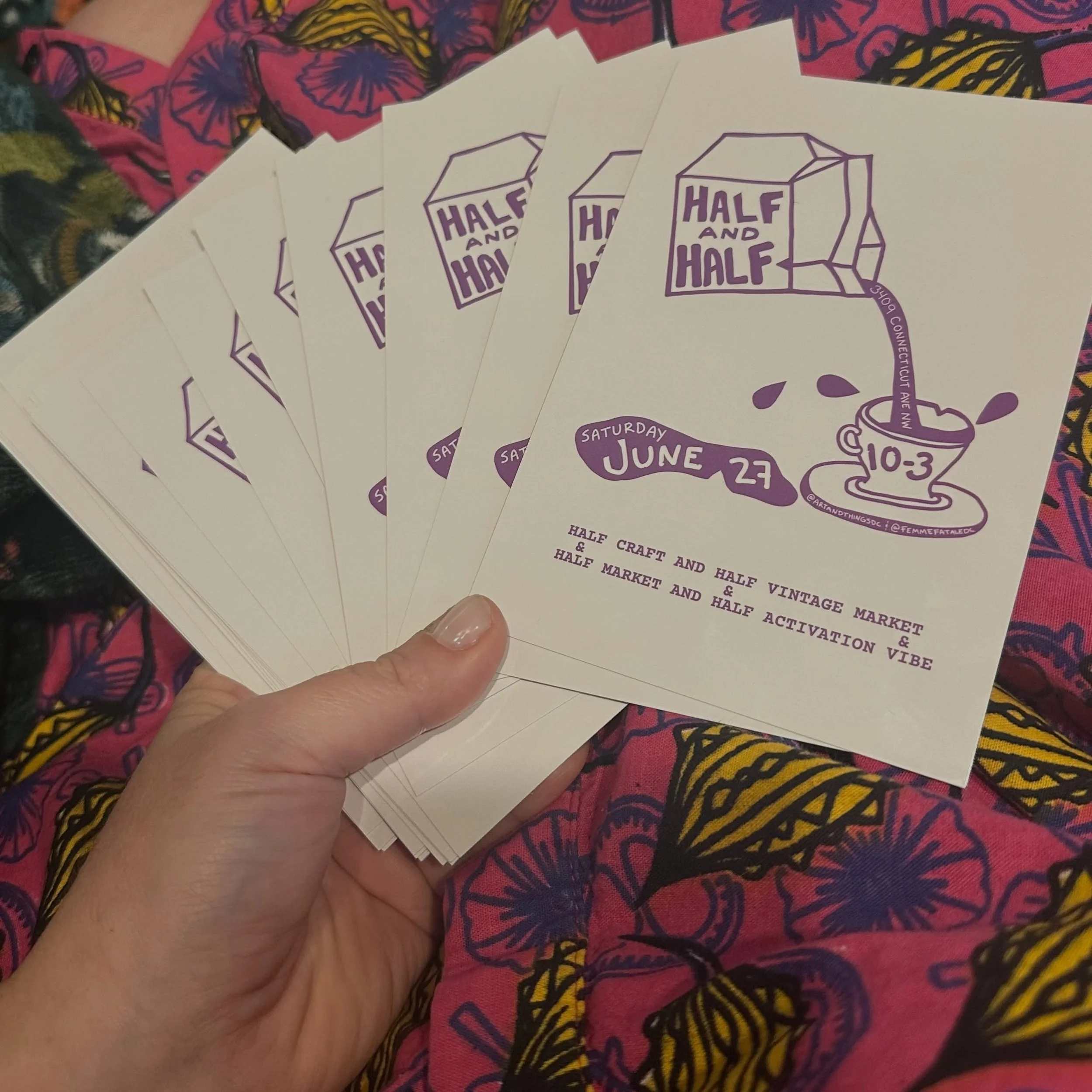 Excited to take part in my first #HalfandHalfMarket on 6/27!

Who wants a postcard? 🙋&zwj;♀️

6/27 
10am-3pm
📍@femmefataledc 3409 Connecticut Ave, NW 
#handmademarket #washingtonsc #clevelandparkdc