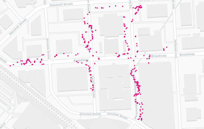 Baseline litter map from Sunday evening