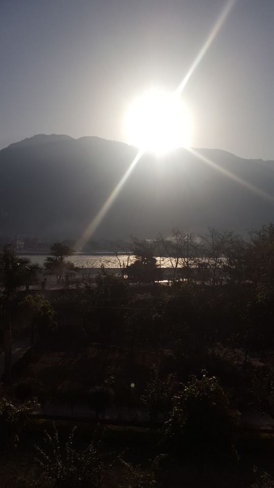 Dawn over the Ganga from our ashrama balcony in Rishikesh 💖
