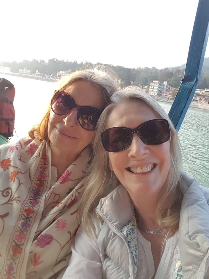 Padma Devi &amp; Jaya Devi on the ferry across the divine Ganga 💖