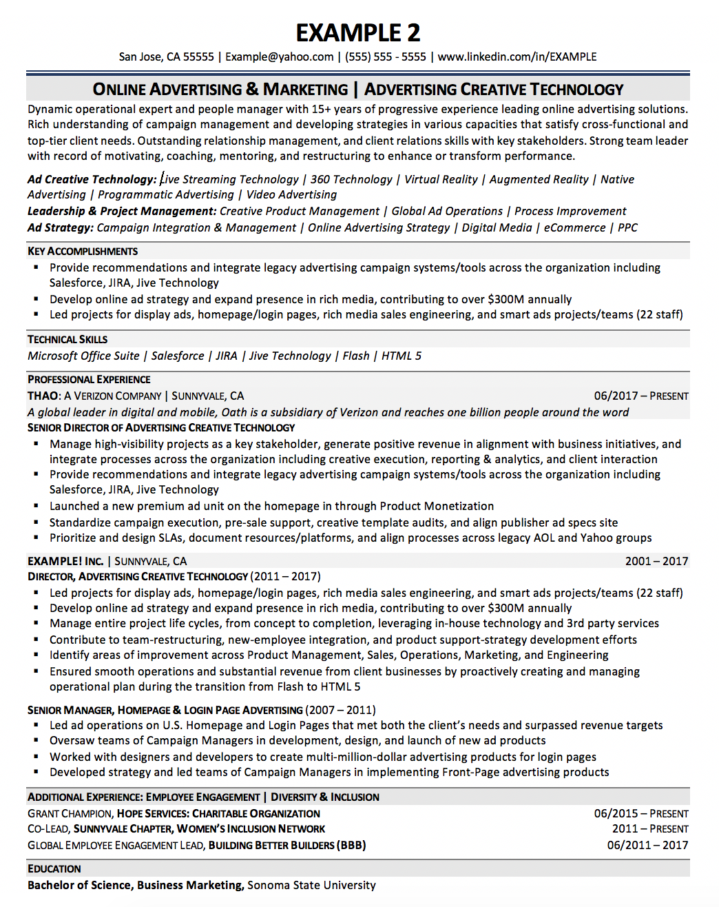 example resumes professional resume writing services ad operations resume