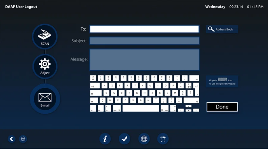 Sending email screen