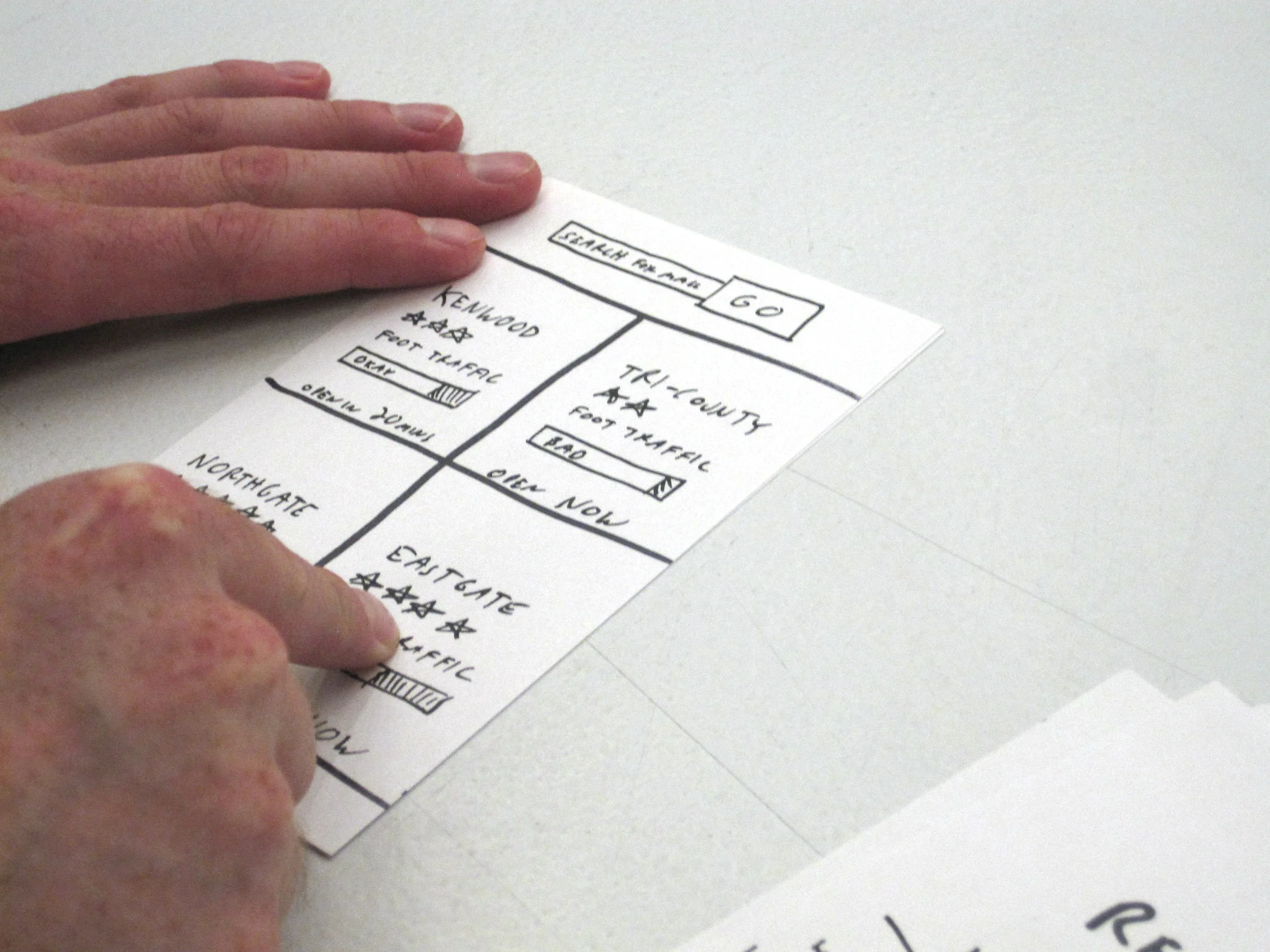 Paper prototype testing of a mall walking app