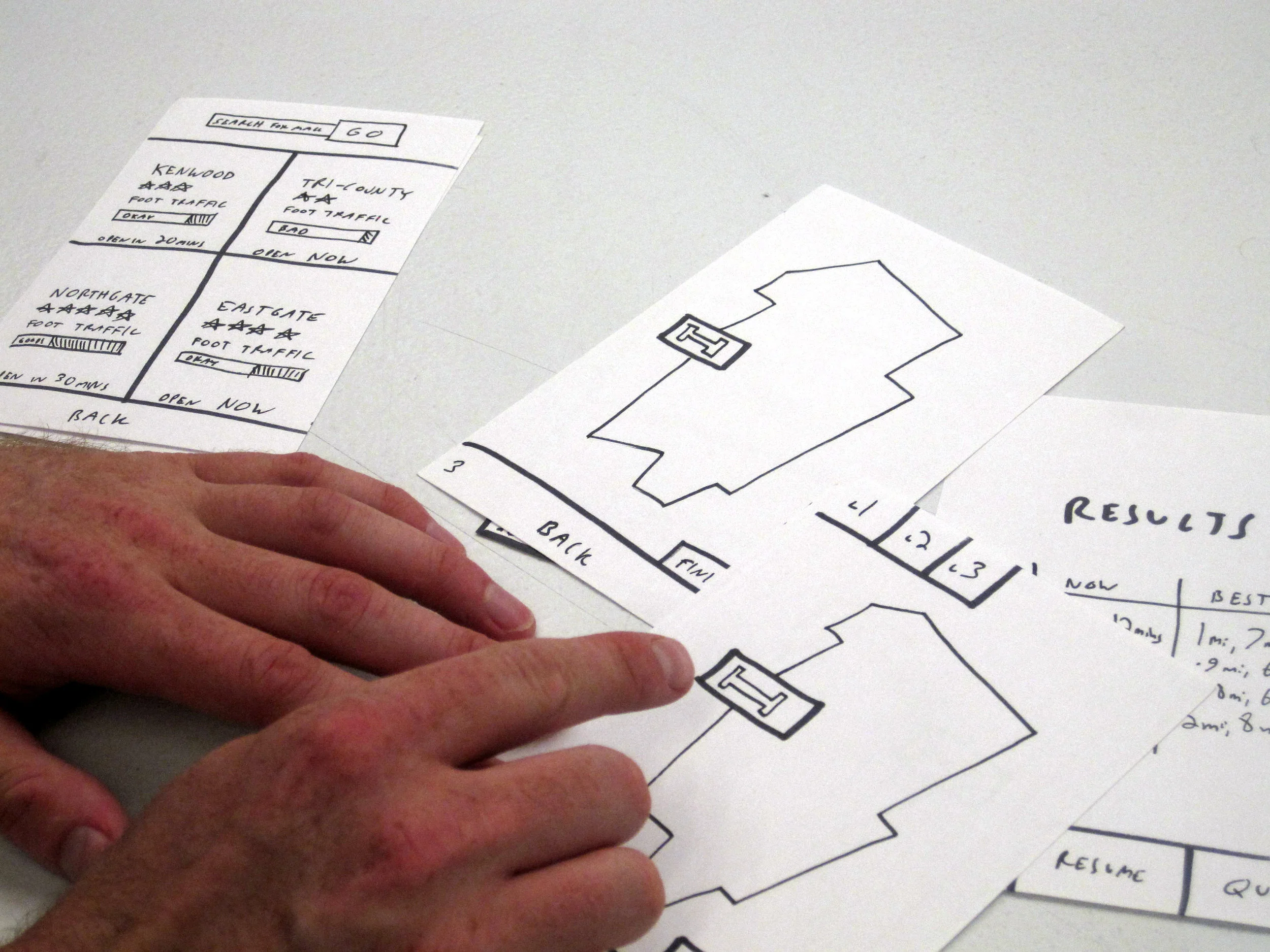 More mall walking app paper prototype testing