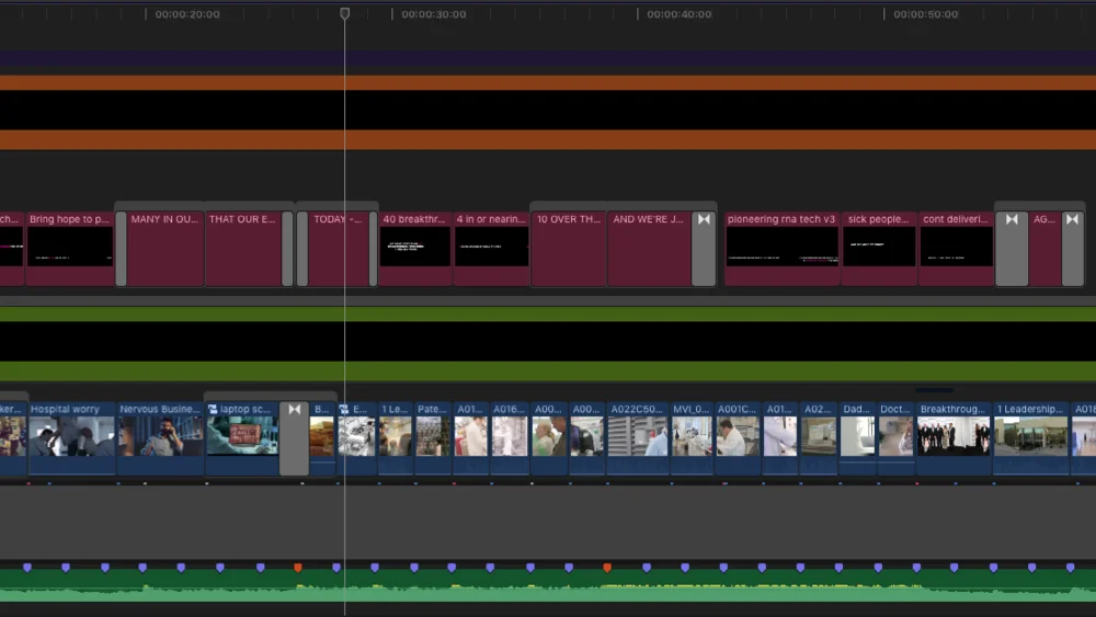 Here is a snippet of our video timeline for the “Power of Yes” Campaign we created for Ionis Pharmaceuticals.