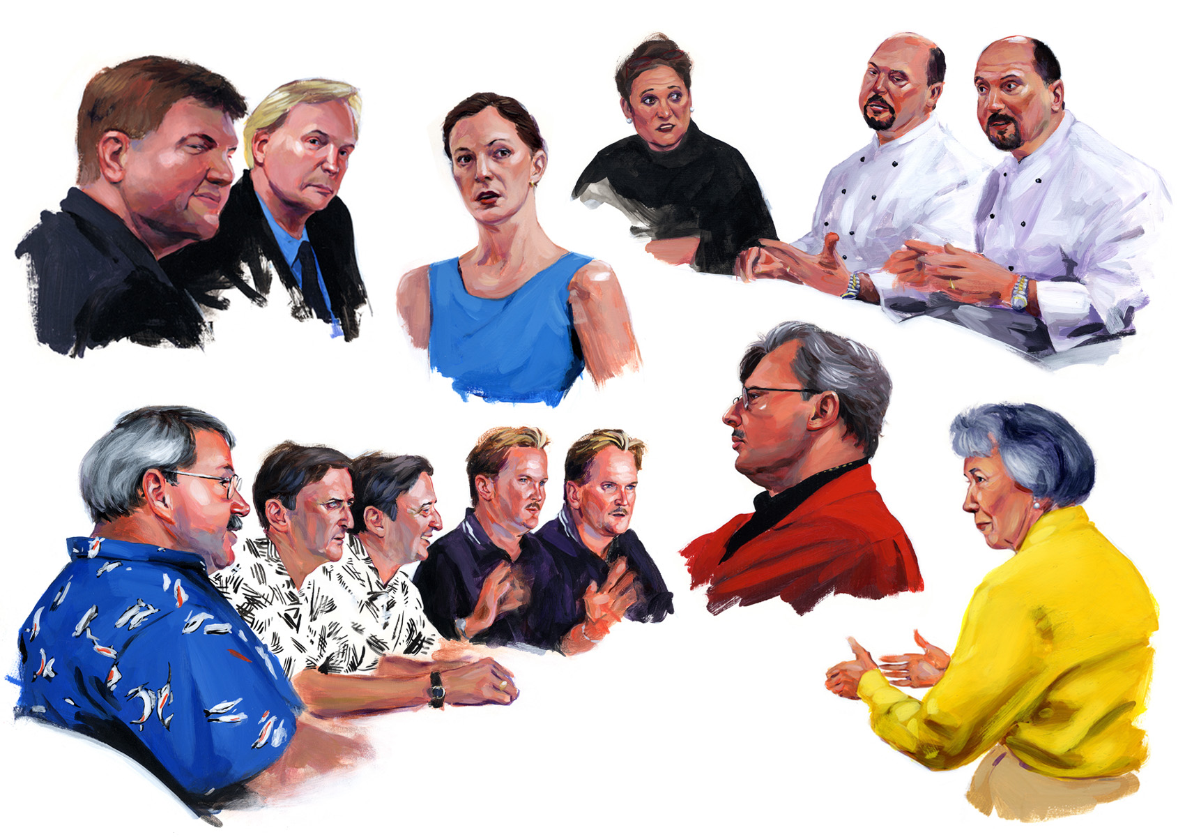 Various industry professional's, painted for a series of roundtable discussions, for SRQ magazine, 2002-2003