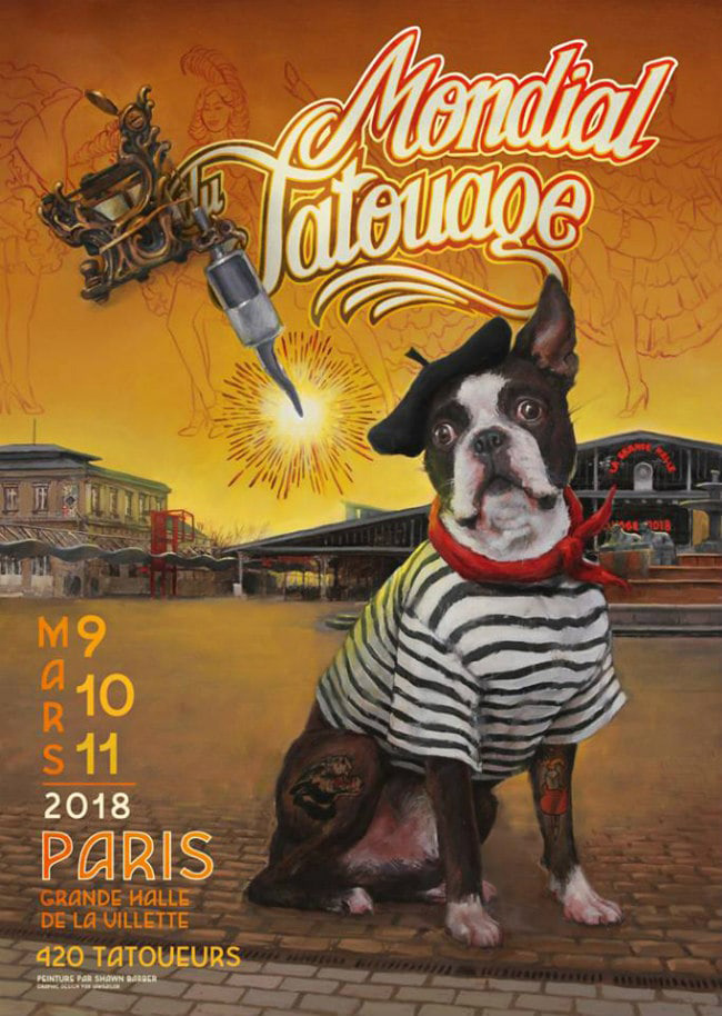 'Mondial du Tatouage, Paris', Official Poster for annual Tattoo Convention in Paris, 2018