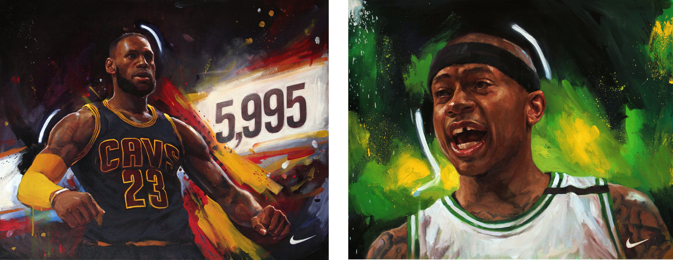 Social Media campaign for Nike NBA and space150 / Overnight portraits of NBA playoff moments / Lebron James / Isaiah Thomas, 2017