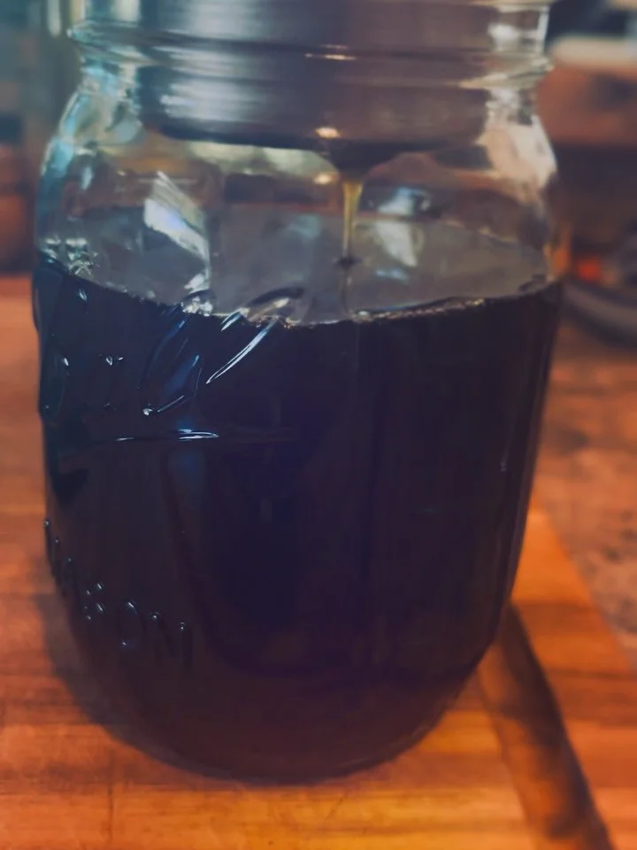 Witchcrafting today #seasonofthewitch #elderberrymagic #infused honey #firecider #medicinemaker #nevadacityherbalist #luckystarwellness