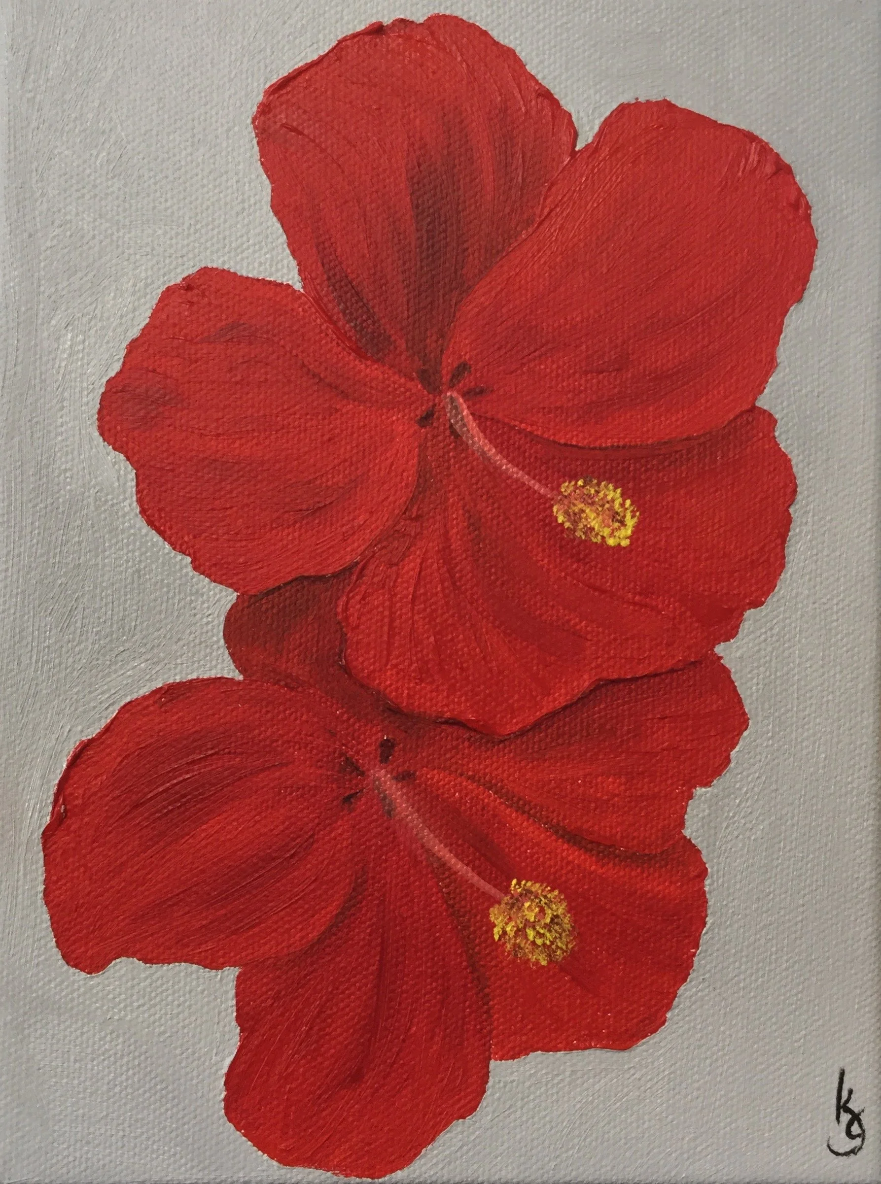 Red Hibiscus , 2017 86251771217 Oil on canvas 8 x 6 x 1.5 inches