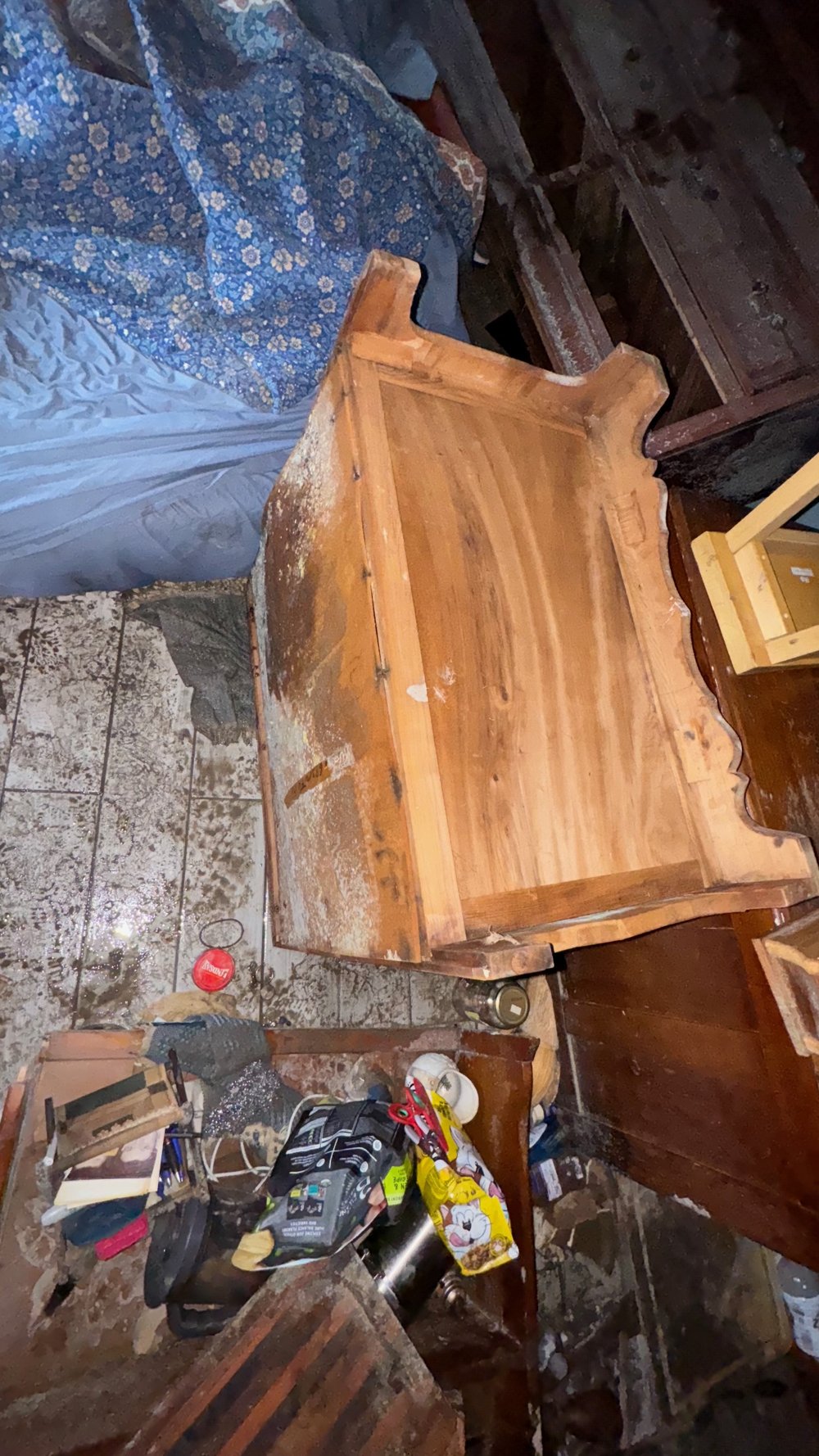 Damaged furniture from flood