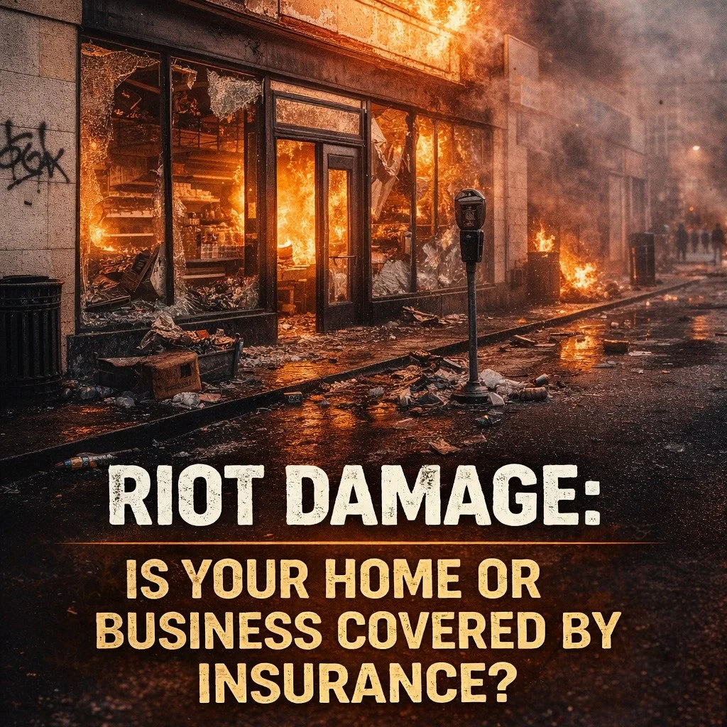 Instagram Caption (2,200 character optimized):

🔥 Is Riot Damage Covered by Insurance?
Many property owners are surprised to learn that damage from civil unrest or riots may not be covered under their insurance policy. If your business is vandalized