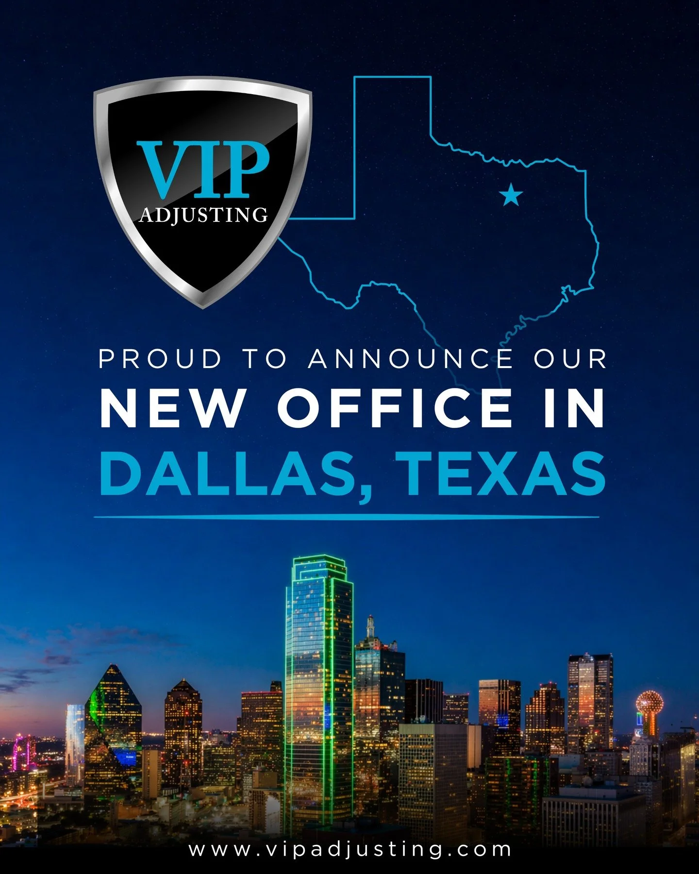 New Office Announcement! 🎉

VIP Adjusting has officially expanded into the Dallas Fort Worth area and is now providing Public Adjusting services across DFW.

We help property owners handle insurance claims involving storm damage, water damage, fire 