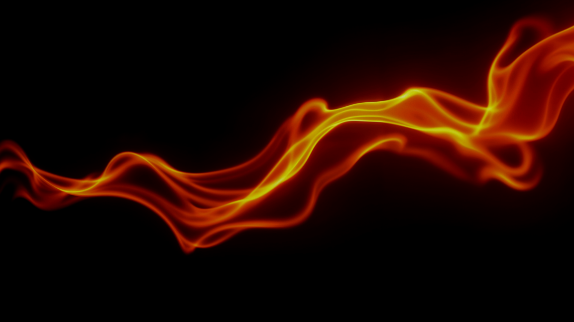 Bright orange and yellow flames or energy waves on a black background.