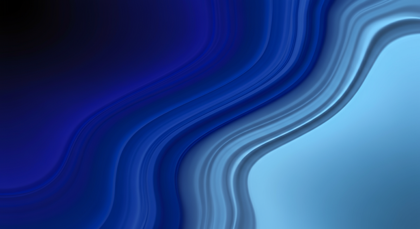 Abstract digital artwork with flowing curved lines in shades of blue, gray, black, and white.