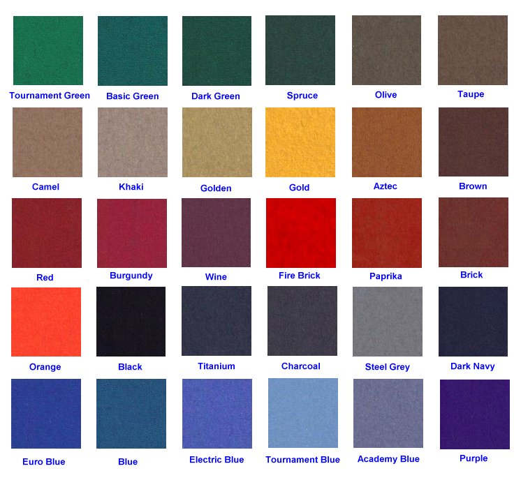 Cloth Swatches Atlanta Quality Billiards, What Is The Best Pool Table Cloth Color
