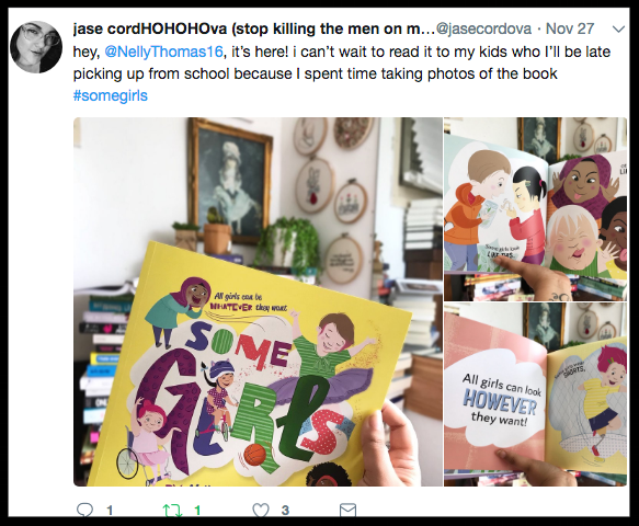 "its here! I can't wait to read it to my kids who I'll be late picking up from school because I spent time taking photos of the book."
