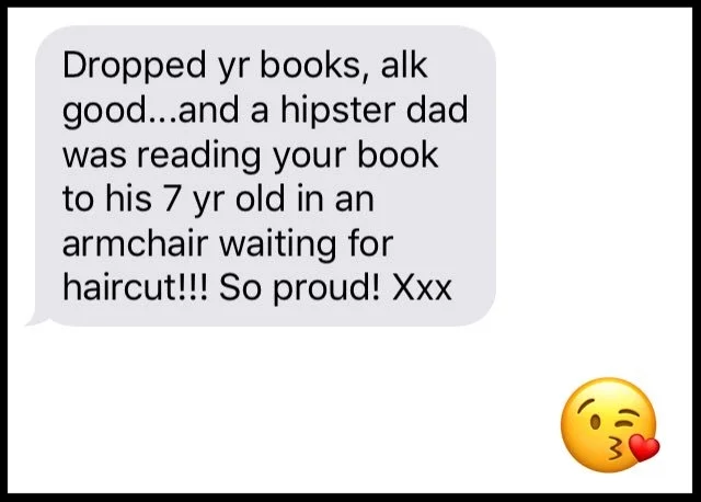 Nelly's partner Lachlan spotted a dad reading SOME GIRLS to his daughter at the hairdressers! He sent her this text message (NB, he can normally spell quite well!)