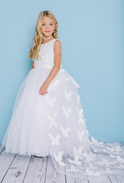 fitted lace wedding dress FLOWER GIRL Dress FALL wedding with leaves main image 0