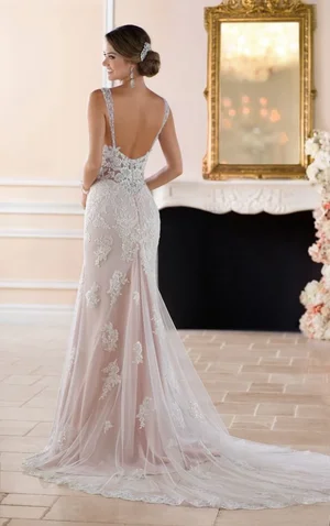 lace boho bridesmaid dresses Isoldea  Boho Lace A-Line Wedding Dress with Deep V Neck  A & M  Enterprises Bridal
