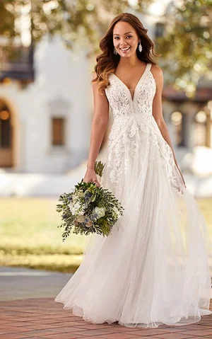 stella york boho wedding dress Boho Wedding Dress with Floral Accents