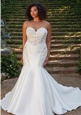 size 10 mermaid wedding dress Casablanca Bridal Beloved BL434 Size 10 Wedding Dress Mermaid Sheer Lo