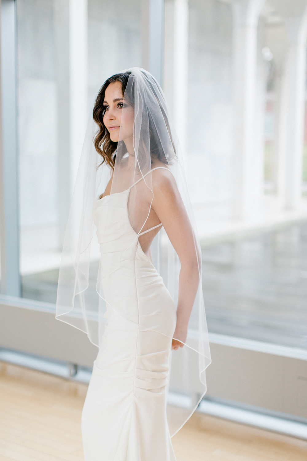 bridal dress veil DreamDress By PMN Izia Wedding Veil Soft Tulle Floral Scalloped Lace Cathedral | Size: Cathedral main image 1