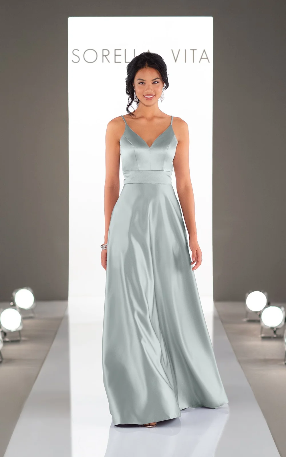sachin and babi light blue dress Plus-Size Long Spandex Prom Dress with Beads -PromGirl main image 1