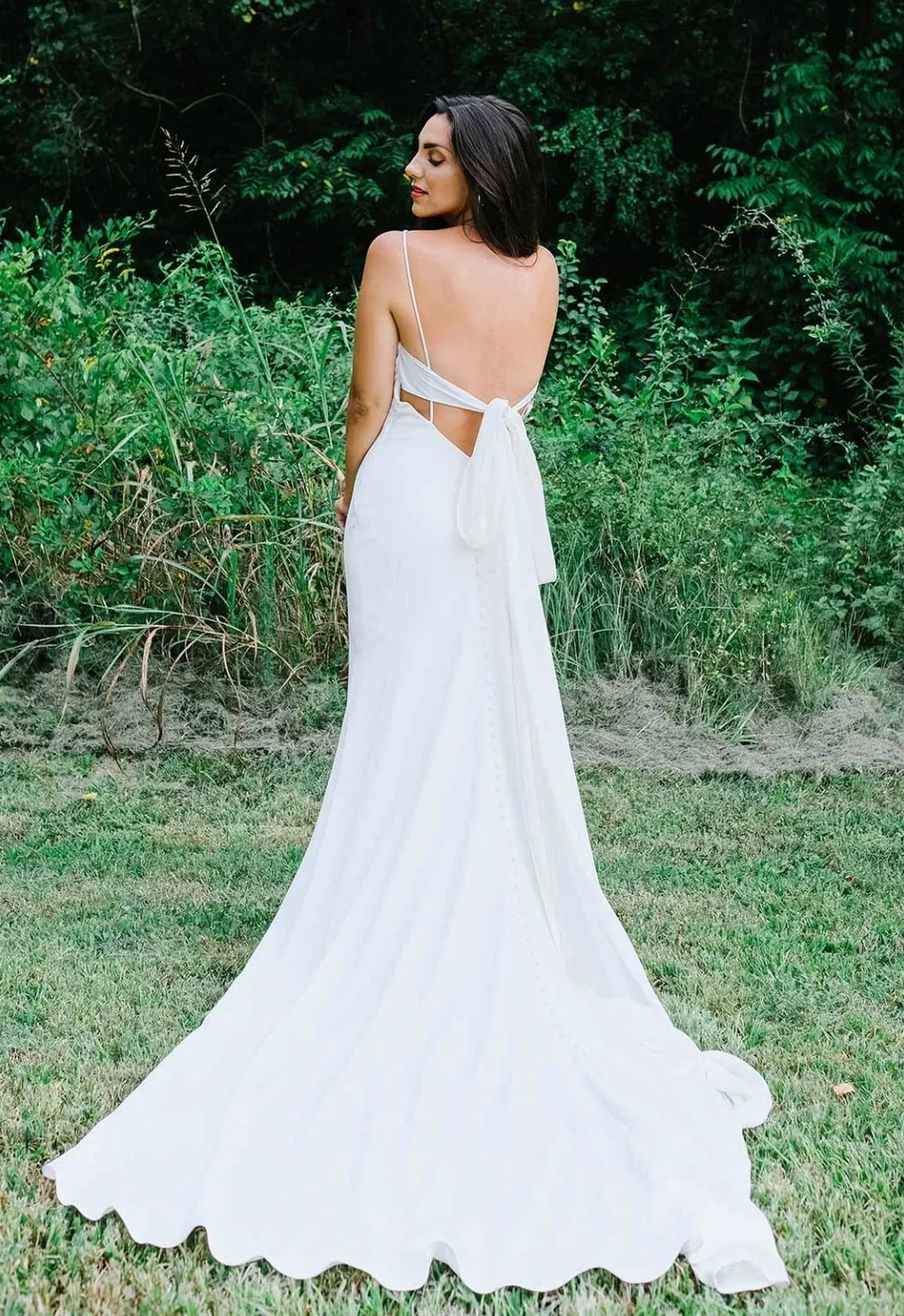 corset a line white dress Berylove Women Simple Wedding with Slit Strapless Sweep Train Bridal Dress Color:Vision end and artisanal bridal COLLECTION: All_polka_dot Square Neck Tiered Puffball