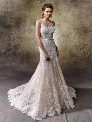 vintage wedding gown - off white wedding gown - low back wedding dress -  fitted lace wedding dress -  The Bustle Bridal Boutique