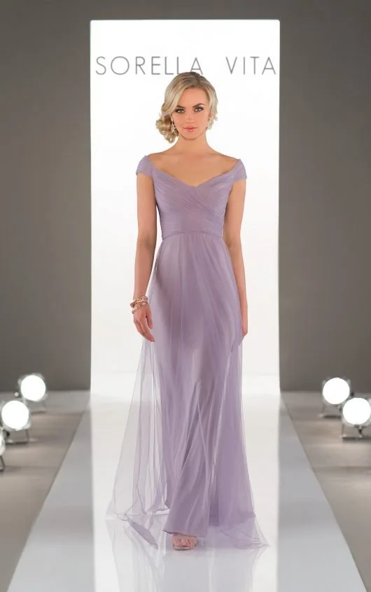 short or long bridesmaid dresses V-Neck Elegant Pleats Short Sleeves Long Chiffon Bridesmaid Dresses