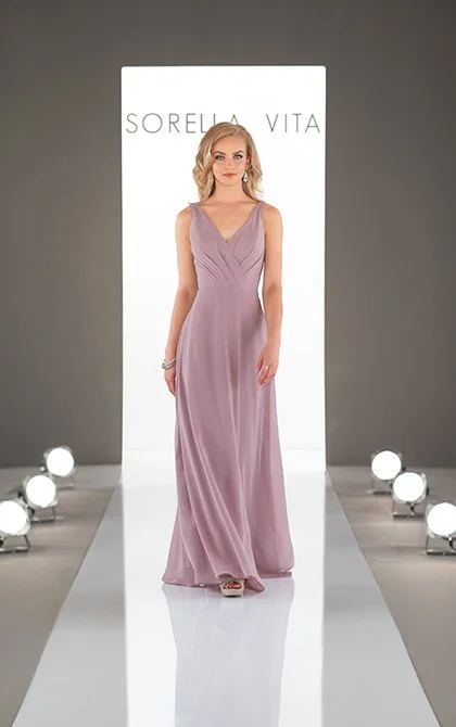 bridesmaid dresses muslim Deep Purple High Neck Muslim Wedding Dresses with Long Sleeves FD2406 –  Viniodress main image 1