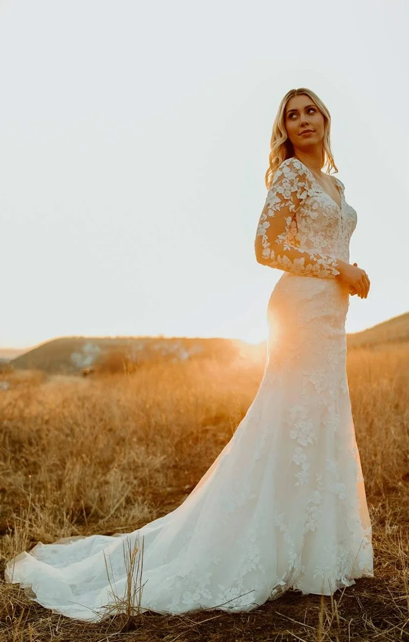 long sleeve mermaid wedding dress - lace wedding dress - budget wedding dress - timeless gown The Bustle Bridal Boutique long sleeve mermaid wedding dress - lace wedding dress - budget wedding dress - timeless gown The Bustle Bridal Boutique