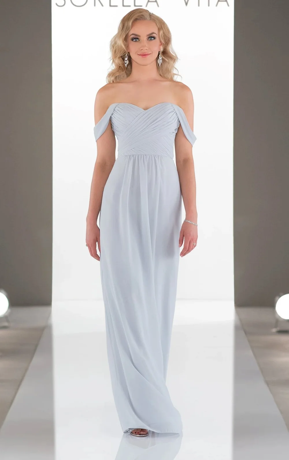 arctic blue bridesmaid dresses AW.Bridal A-line V-Neck Floor Length Long Sleeves Cutout Long Bridesmaid Dresses Dress Dusty Blue Size 6