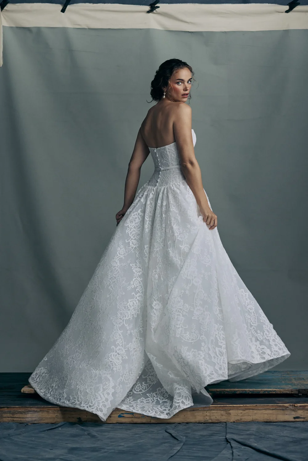 anne barge wedding dresses Monarch buttons to hem Carlton | V-Neck Lace Wedding
