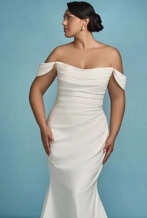 simplistic wedding dress - anne barge wedding dress - fitted wedding dress  - modern wedding dress -  The Bustle Bridal Boutique