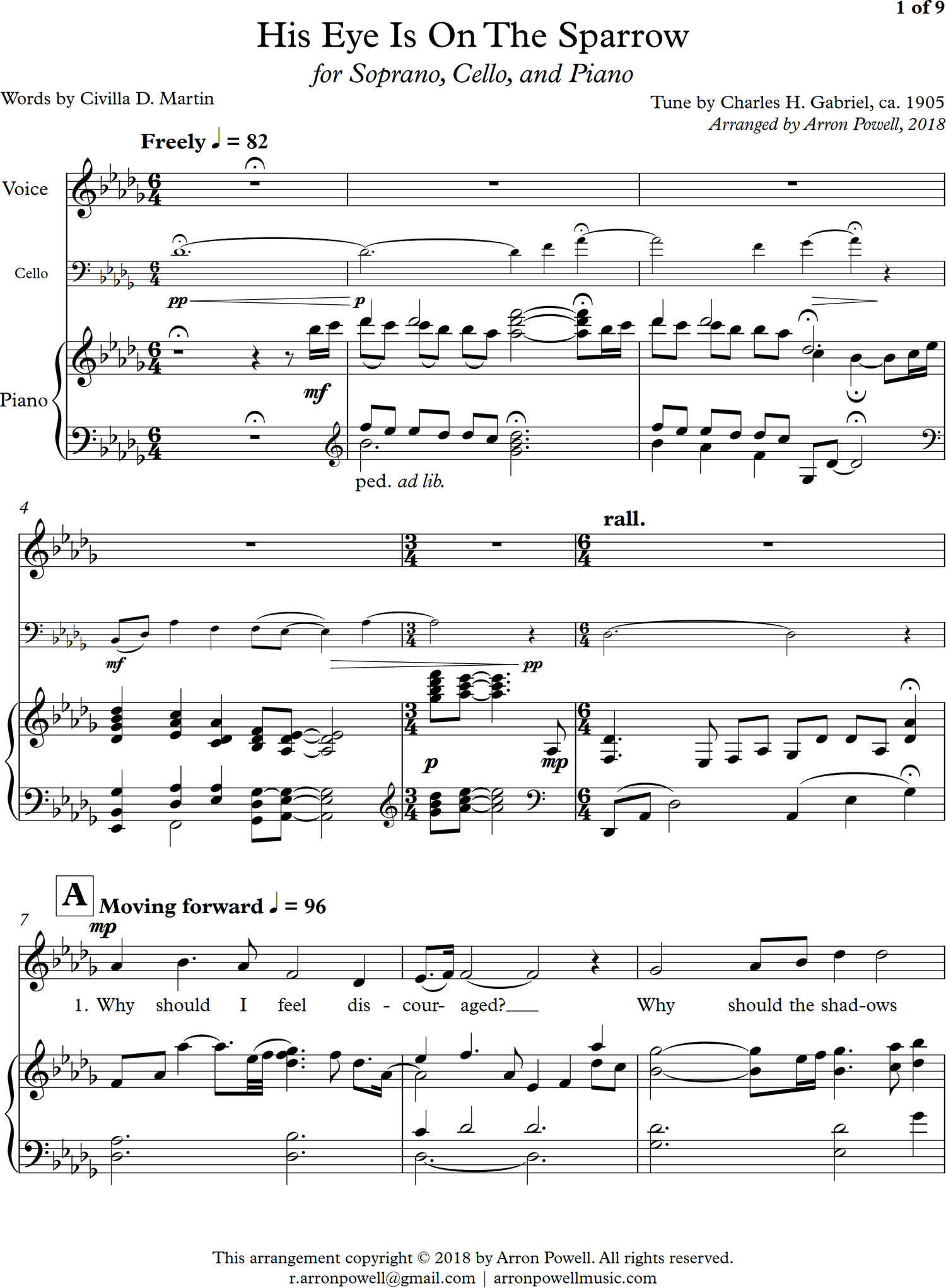 His Eye Is On The Sparrow” (sheet music) — Arron Powell Music his-eye-is-on-the-sparrow-sheet-music-arron-powell-music