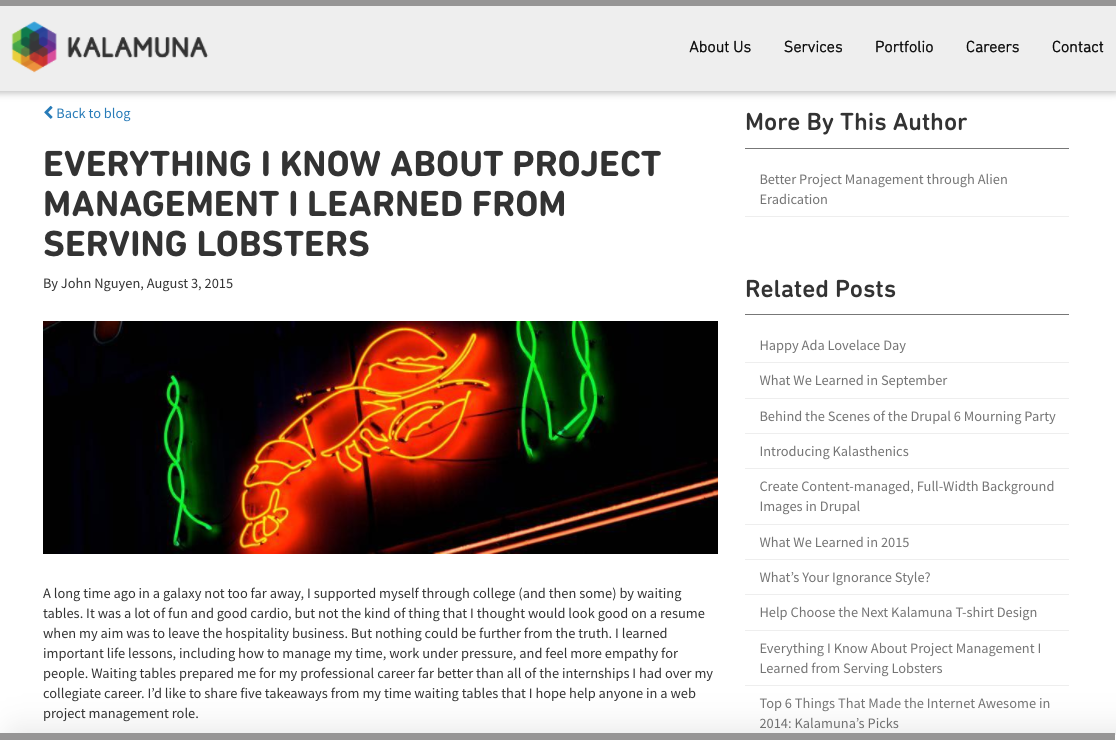 I tried to make staff blog posts funny.