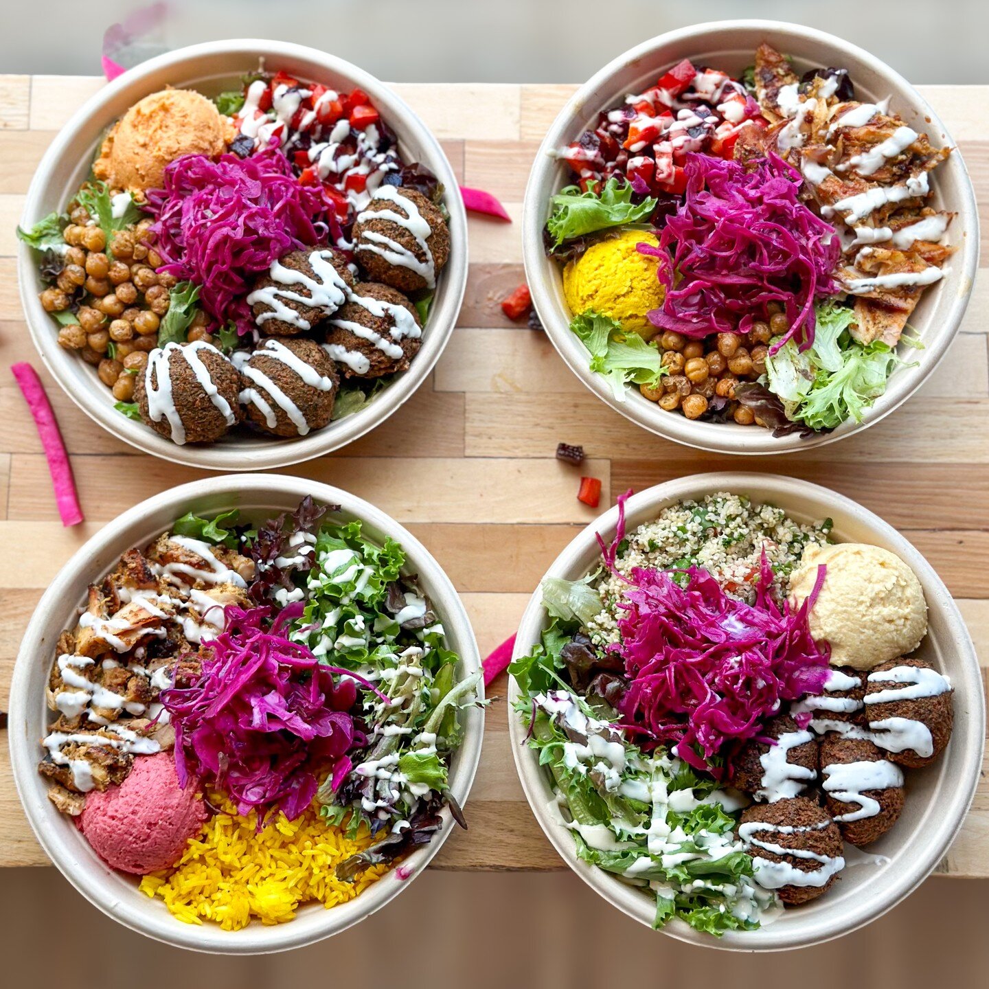 Shawarma Bowls, a snow day essential!

➡️ Pick your protein
➡️ Pick your base
➡️ Choose a hummus

❄️ Snow Day Perfection! 

We are OPEN regular hours today. Order through our website (link in bio) or through your favourite delivery app!