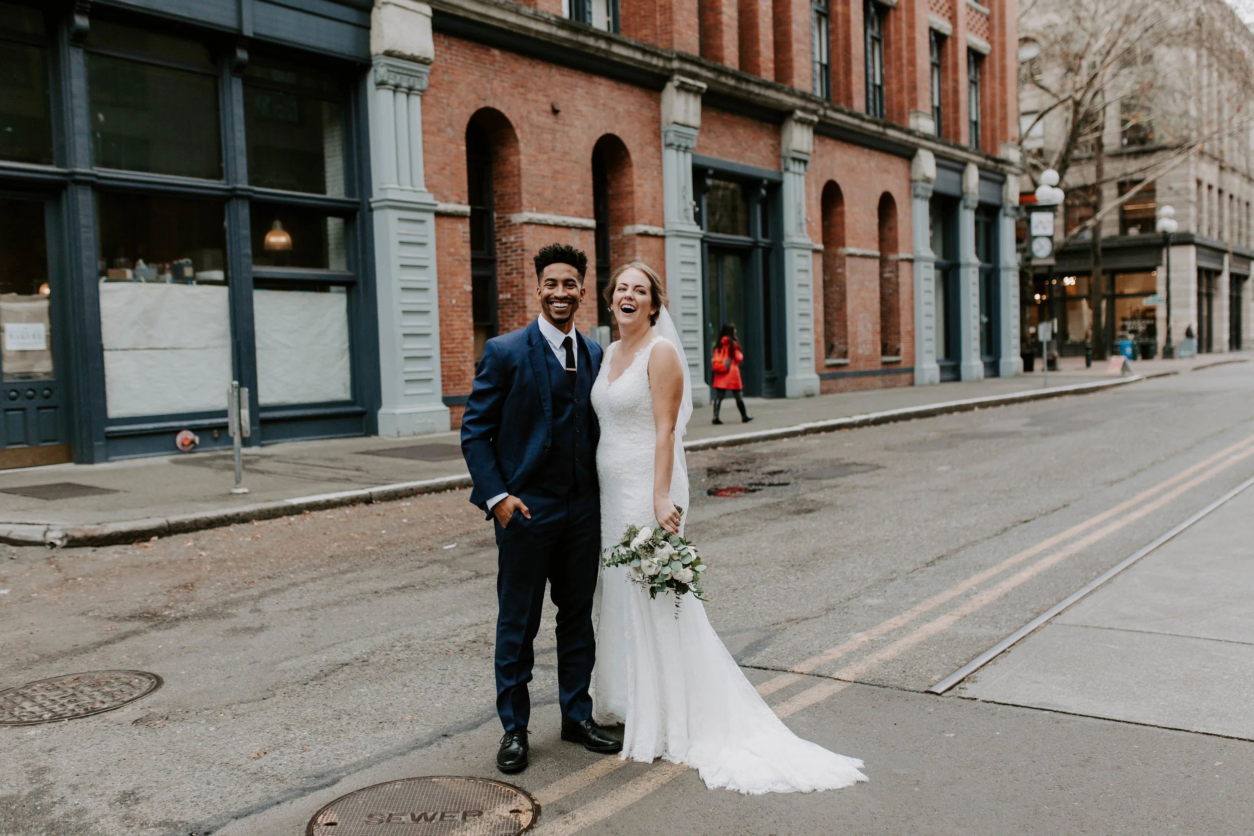 downtown seattle winter wedding photography