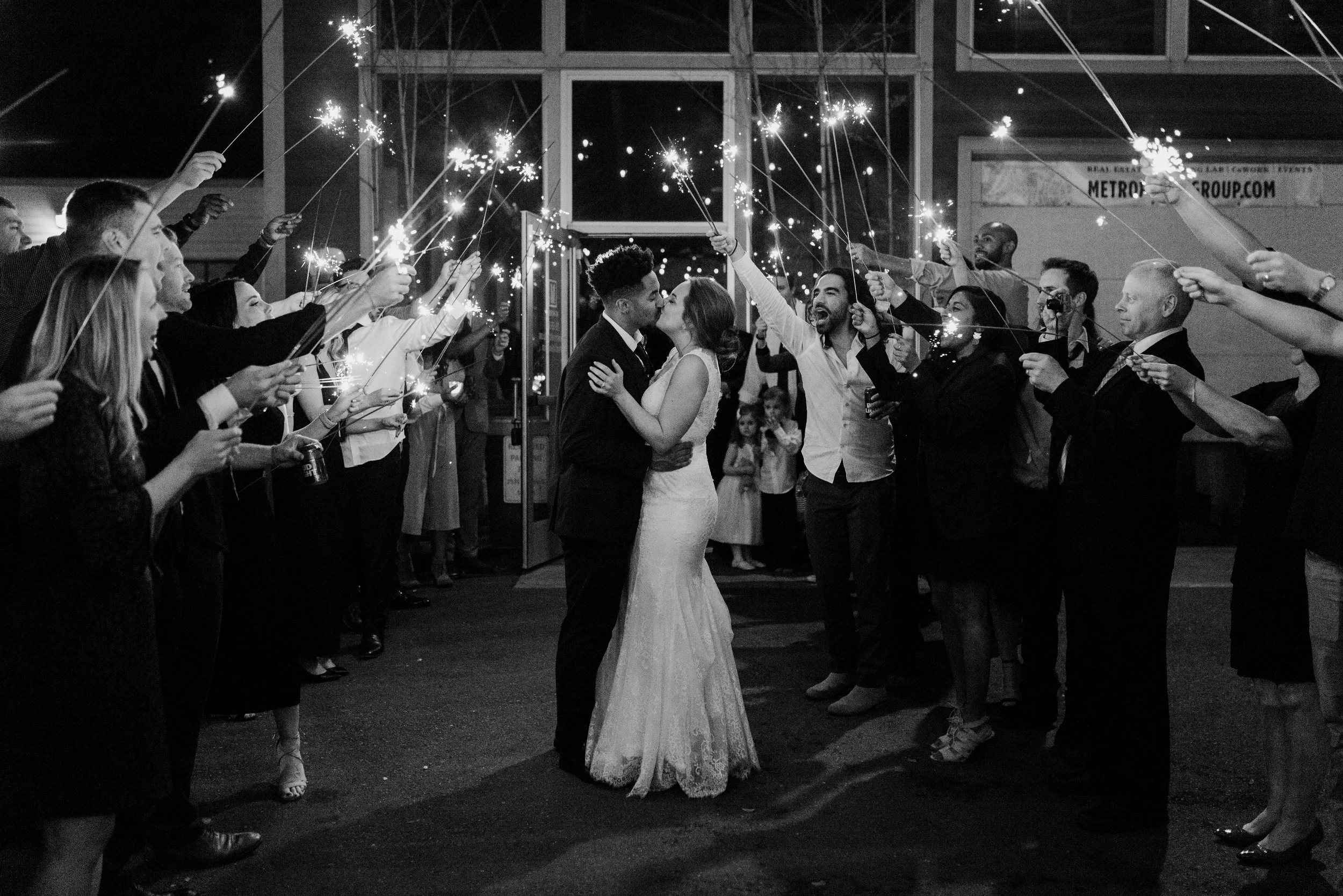 sparkler send off seattle wedding photography