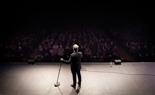 Stewart Lee on stage.