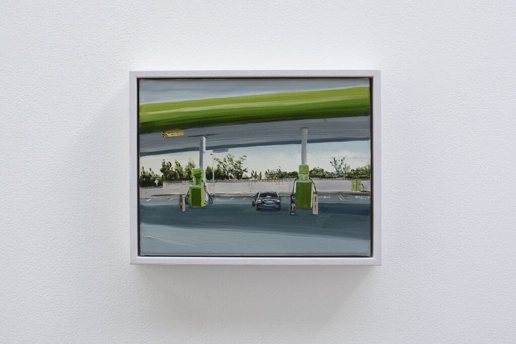 CIARA ROCHE, WINTER SERVICE STATION, oil on canvas, 18 X 24, 2020.
