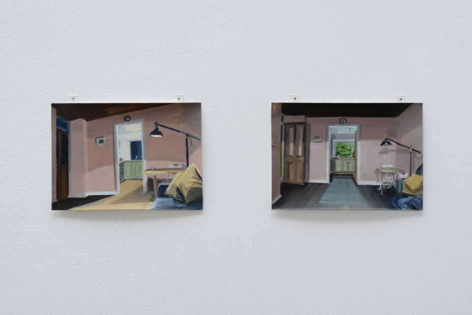CIARA ROCHE,  (L-R) HOME STUDY 12 | 11, oil on paper, 15 X 21cm, 2020.