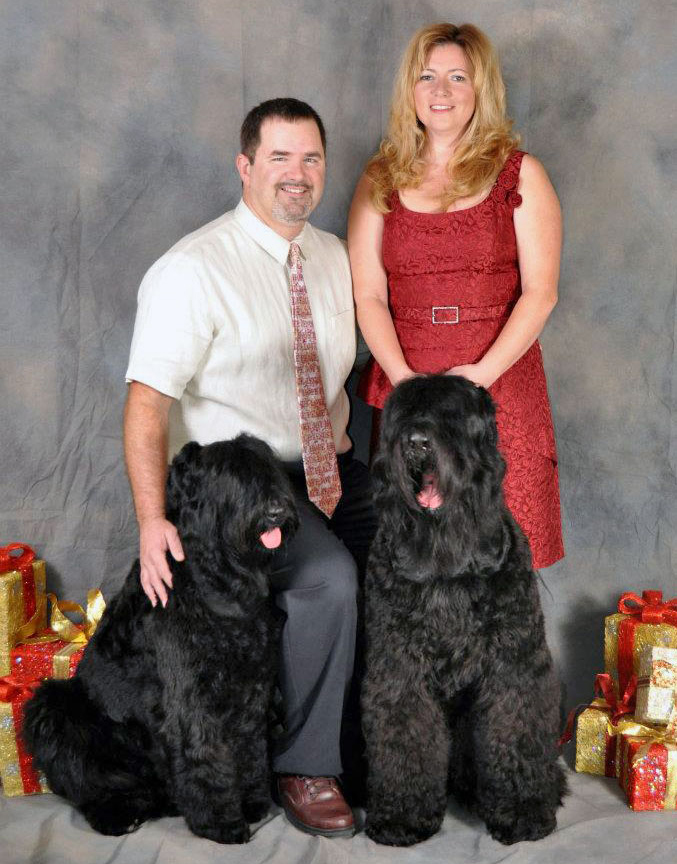 Richard Hawkes, DVM and DeAnne Hawkes with the first Guardian Bears - BreeAsha (left) and Juri. BreeAsha passed in late 2016 at just six years of age due to her struggles with multiple, inherited health issues. 