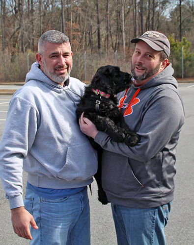 Baby Ziva (Guardian Bears Aurora Borealis) with owners Brian and Steven