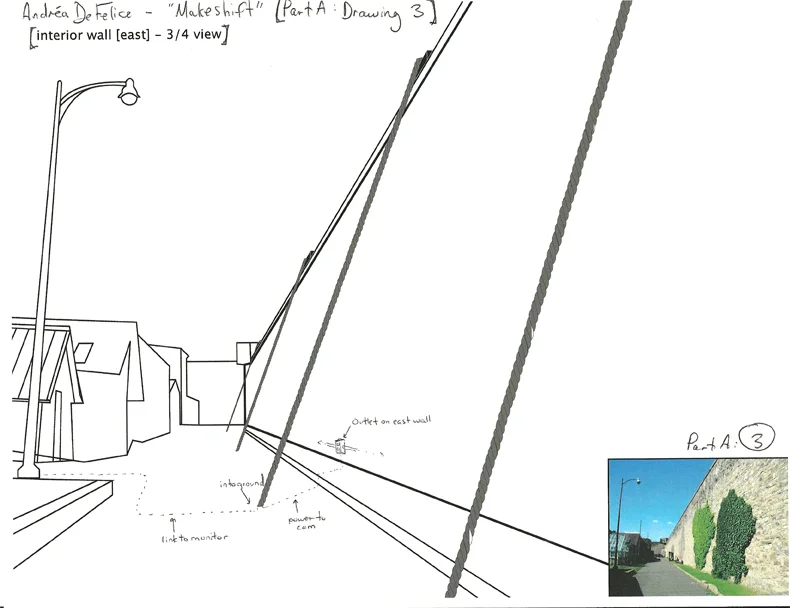 Makeshift Surveillance project installation proposal for Eastern State Penitentiary, PA; vector drawing study 2011
