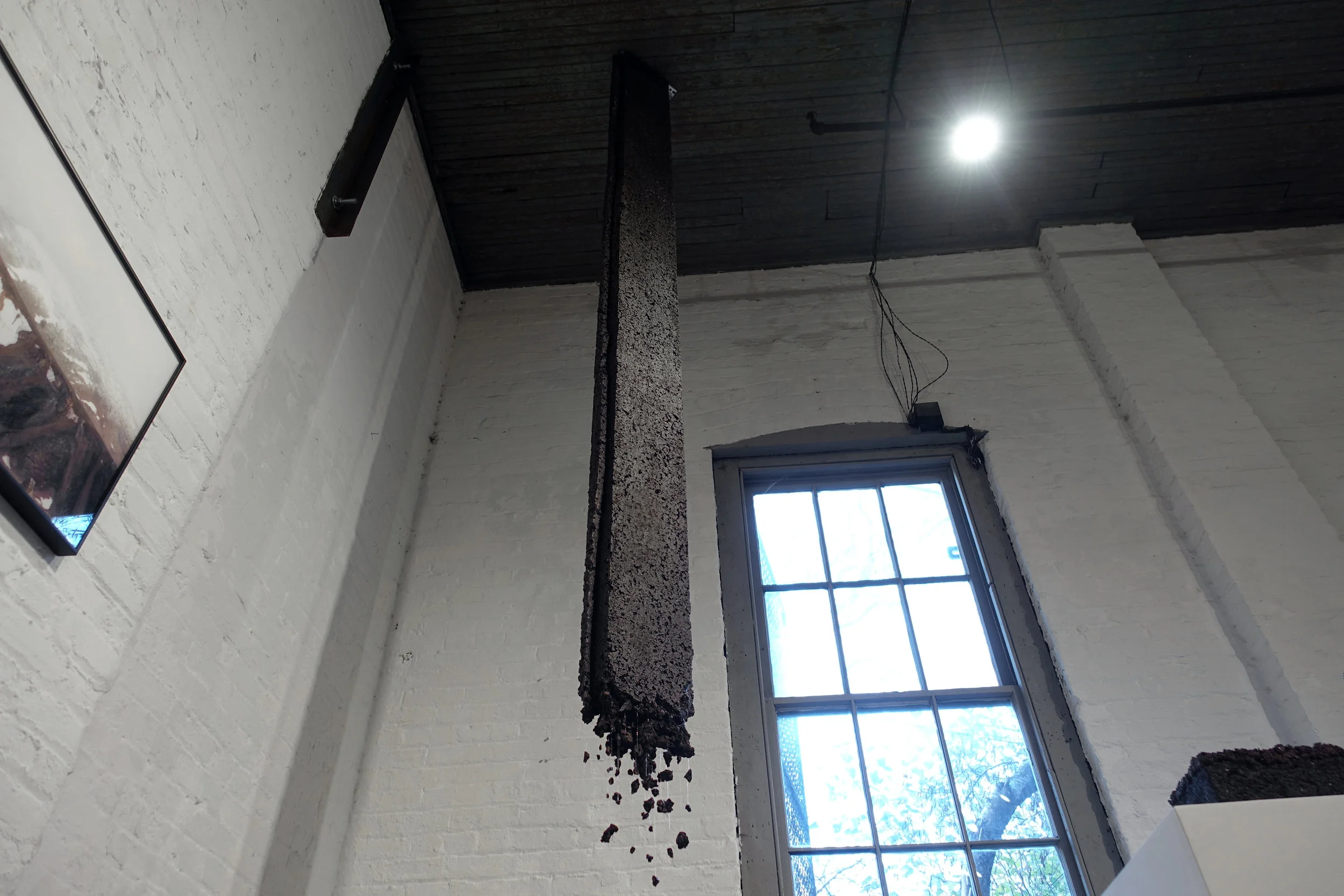   Untitled (How Success Fails) , Installation view Sculpture with wood, dirt, polymer, resin, mixed media 124 x 10.5 x 4.25 in 2015 